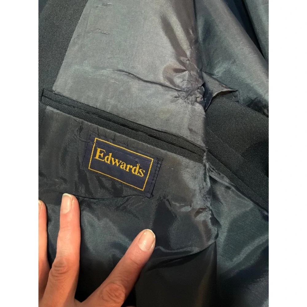 Edwards Blazer Mens‎ 44L Navy Blue Gold Button Sport Coat Made in USA